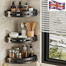 Bathroom Corner Shower Suction Shelf Tidy Kitchen Wall Storage Basket Rack UK