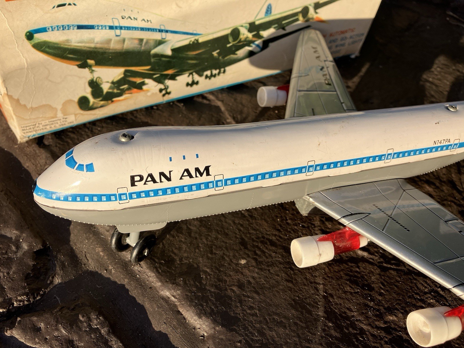Pan Am Air Tin Toy Boeing 747 Battery Operated Jet Japan Lithograph original box