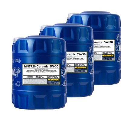 3x20L MANNOL Ceramic 5W-30 7720 Motoröl für API SN Plus ACEA C3 BMW LL VW dexos2