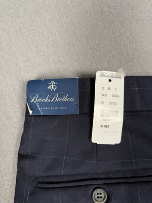Brooks Brothers Pants Mens 40x37 Check Wool Unhemmed Dress