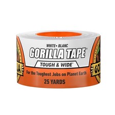 Gorilla Tape Tough  Wide, White Tape, 2.88" x 25 yd Pack of 1 - Pack,