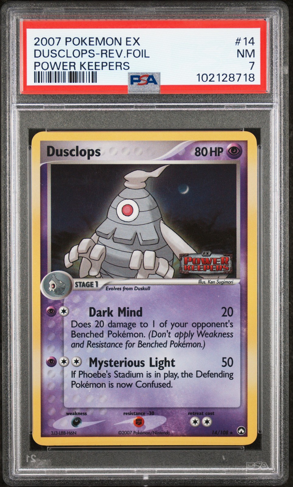 Dusclops Reverse Holo 14/108 Power Keepers Pokemon PSA 7