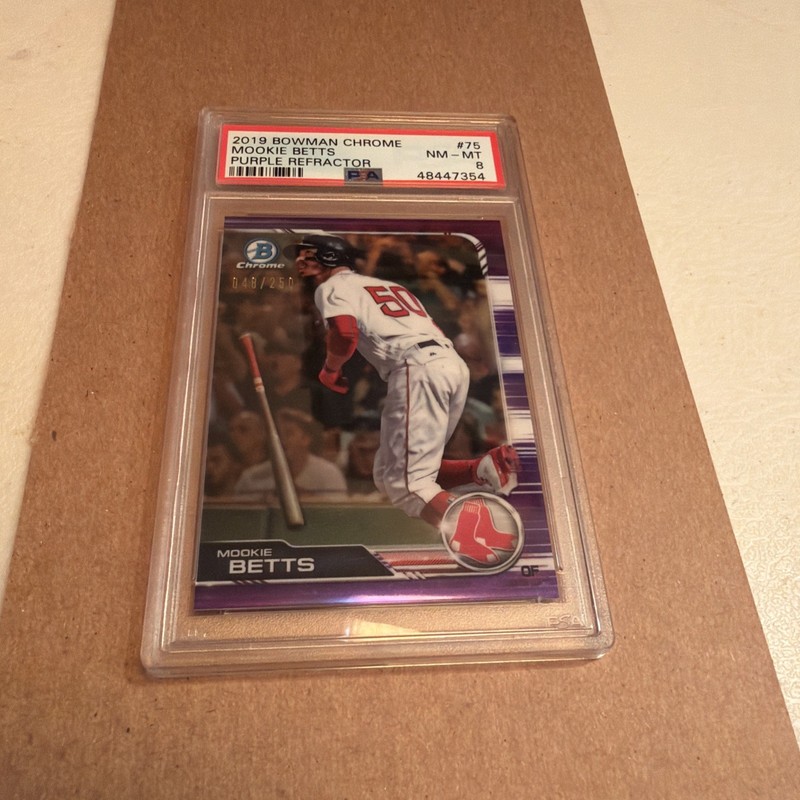 2019 Bowman Chrome Purple Refractor #75 Mookie Betts 048/250 PSA 8 NM-MT