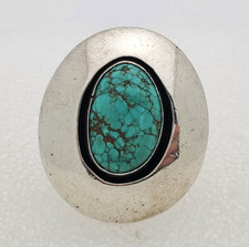 Unsigned Large Sterling Silver .925 Turquoise Ring Size 5.75 - 22.2g