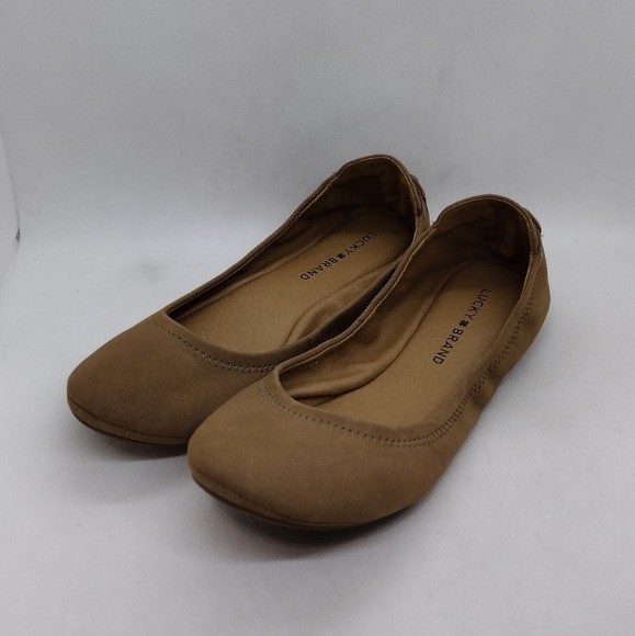 NWOT Lucky Brand LP Enco2 Ballet Flats Women's 8 Tan Casual Comfy Vacation