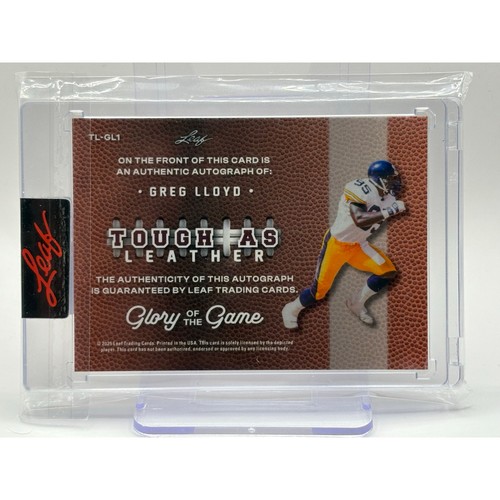 2025 Leaf Glory of the Game Greg Lloyd Tough As Leather Auto 7/8 SP Steelers - Bild 2 von 2