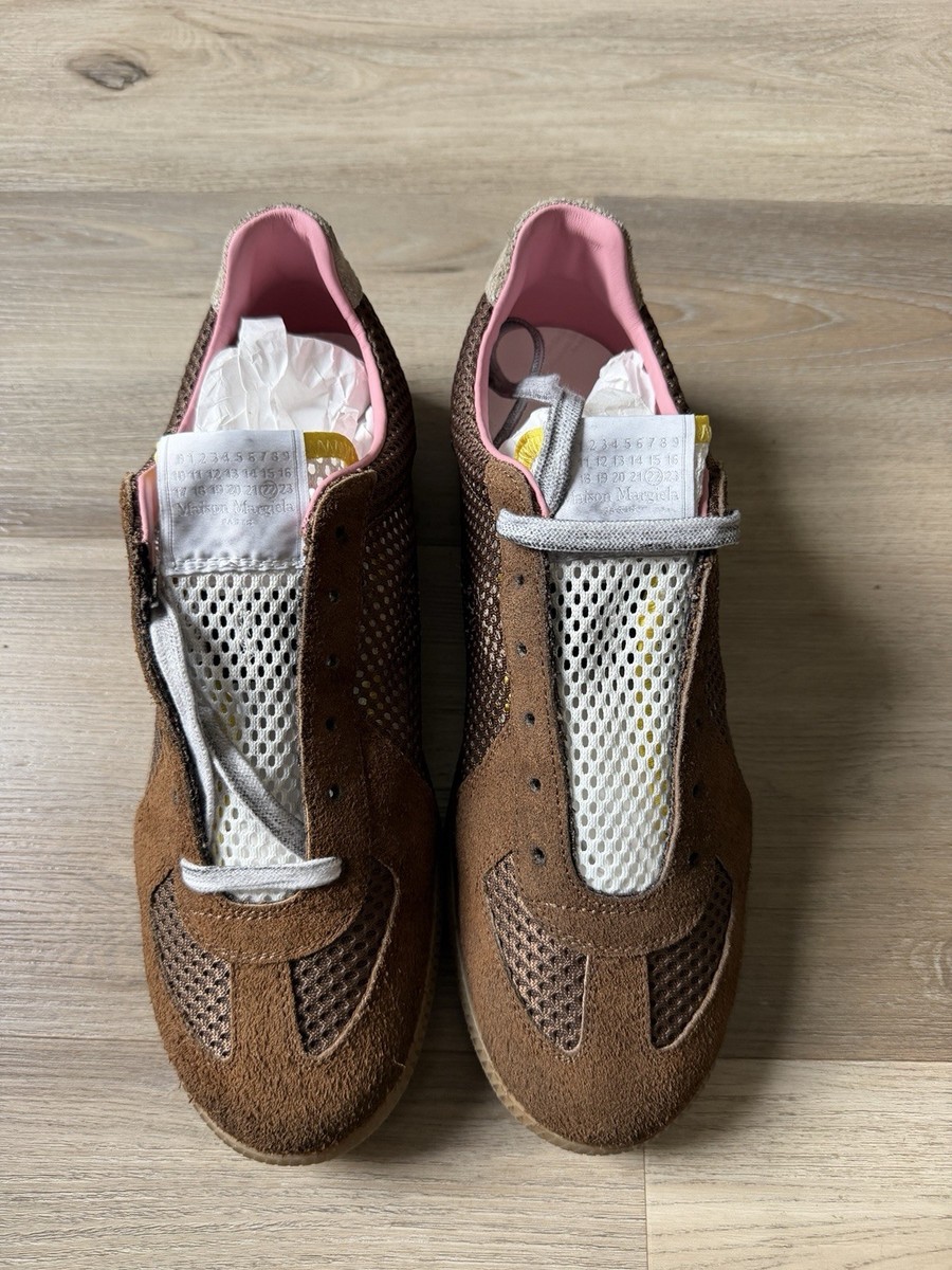 Maison Margiela Men's Replica Mesh and Suede Low-Top Sneakers Size