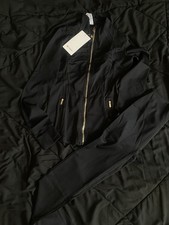 Black Luluemon Women's activewear Set 2 Piece gold Zip ,Jacket ,leggings