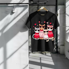 Valentine Cats Heart Sunglasses Shirt - Cute Cat Mom Valentine Tee