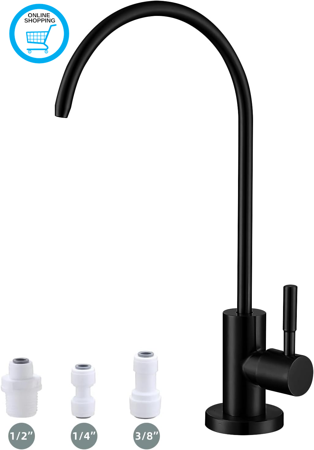 Matte Black Drinking Water Faucet Water Filter, Easy to Install Reverse Osmosis