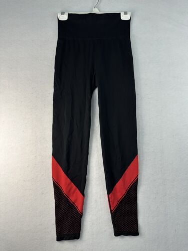 PINK Pants Womens Medium Black Red Cool & Comfy High Waist Mesh Panel Leggings - Picture 1 of 3