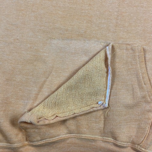 Vintage 50s Yellow Blank Pullover Hoodie Size Medium Distressed Gussets - Picture 3 of 12