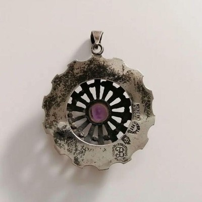 Pendentif Argent 925 Taxco Los Ballesteros Avec Jaspe - Bijou Vintage Occasion