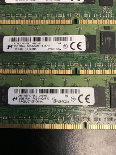 Lot Of 8 Micron 8GB 1RX4 PC3-14900R Memory Ram - Picture 2 of 2