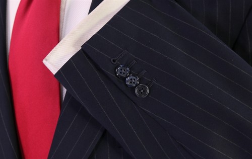 Miller Brothers Ltd Bespoke Navy Blue Chalkstripe Pinstripe 2-Btn Wool Suit 42R - Picture 6 of 10