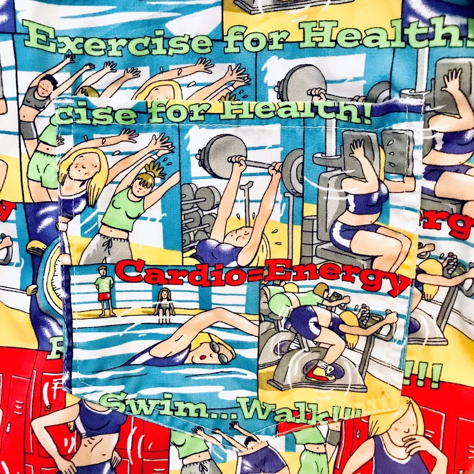 UA Happy Scrubs Womens L Fitness Print Long Sleeve Snap Medical Scrub Lab Coat - Image 3 of 4