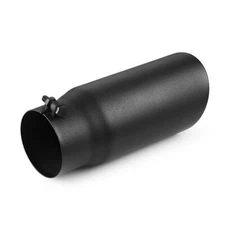 4" Inlet 5" Outlet 12in Long Bolt On Diesel Exhaust Tip Black Stainless Steel
