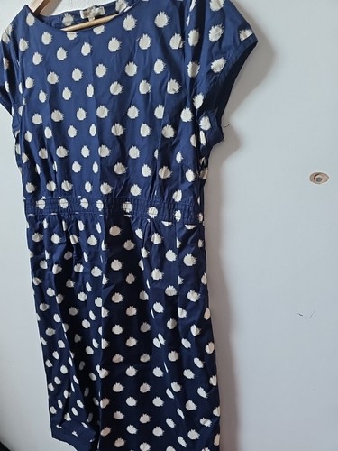White Stuff Navy Blue Splodge Print Shift Cotton Dress Size 16 - Picture 4 of 5