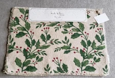Christmas Holiday Set 4 Nicole Miller Rectangle 13 x 19 Placemats Holly Pattern