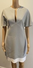 BALENCIAGA taupe split v neck sheath dress SZ 38