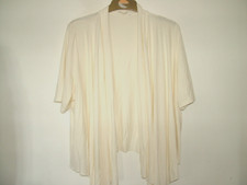 Cream Cardigan Jacket 24 Marks & Spencer, short sleeve, open front asymmetric vg