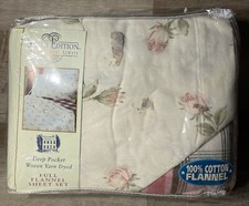 VTG Select Edition Deep Pocket Full Flannel Sheet Set Eden Rose NOS