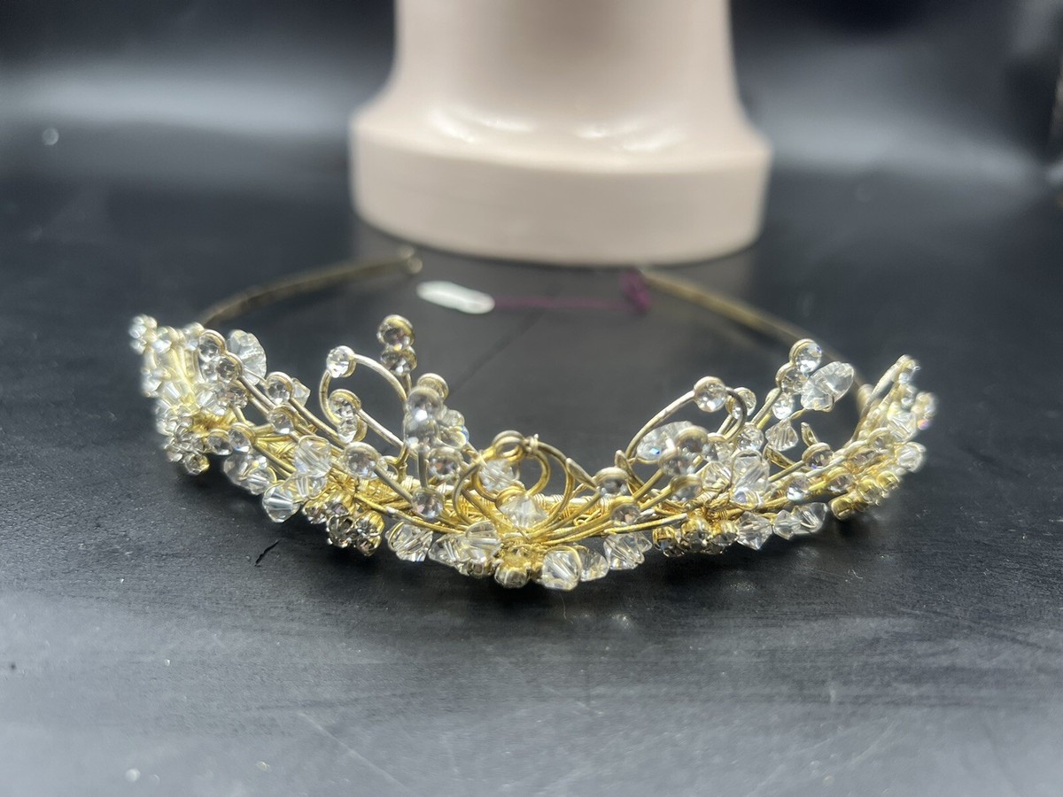 Vintage Gorgeous Gold Bridal Diadem Crown Tiara With  display picture 3