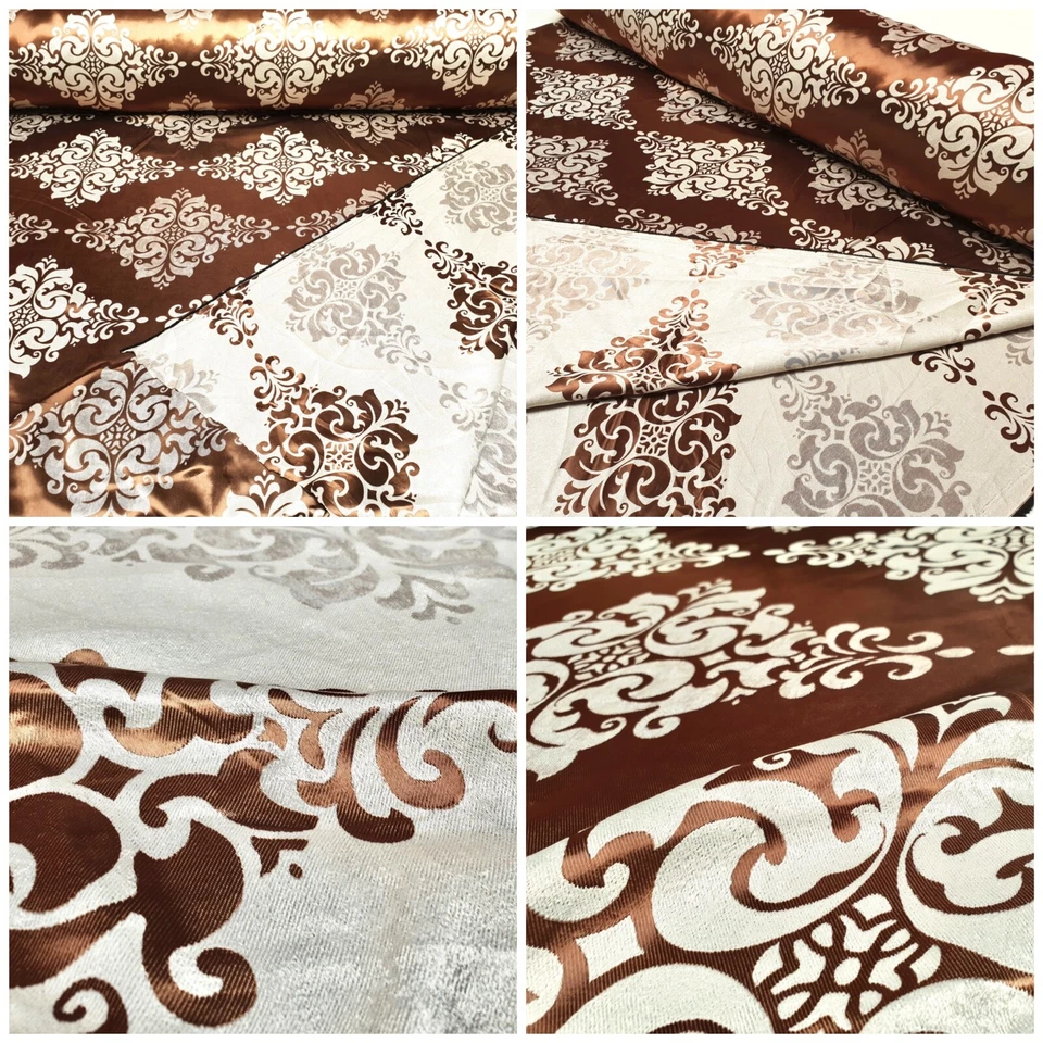 MARKENLOS Jacquard Stoff 280cm Breit Möbel Vorhang Deko Doppelseitig Meterware Braun Ecru