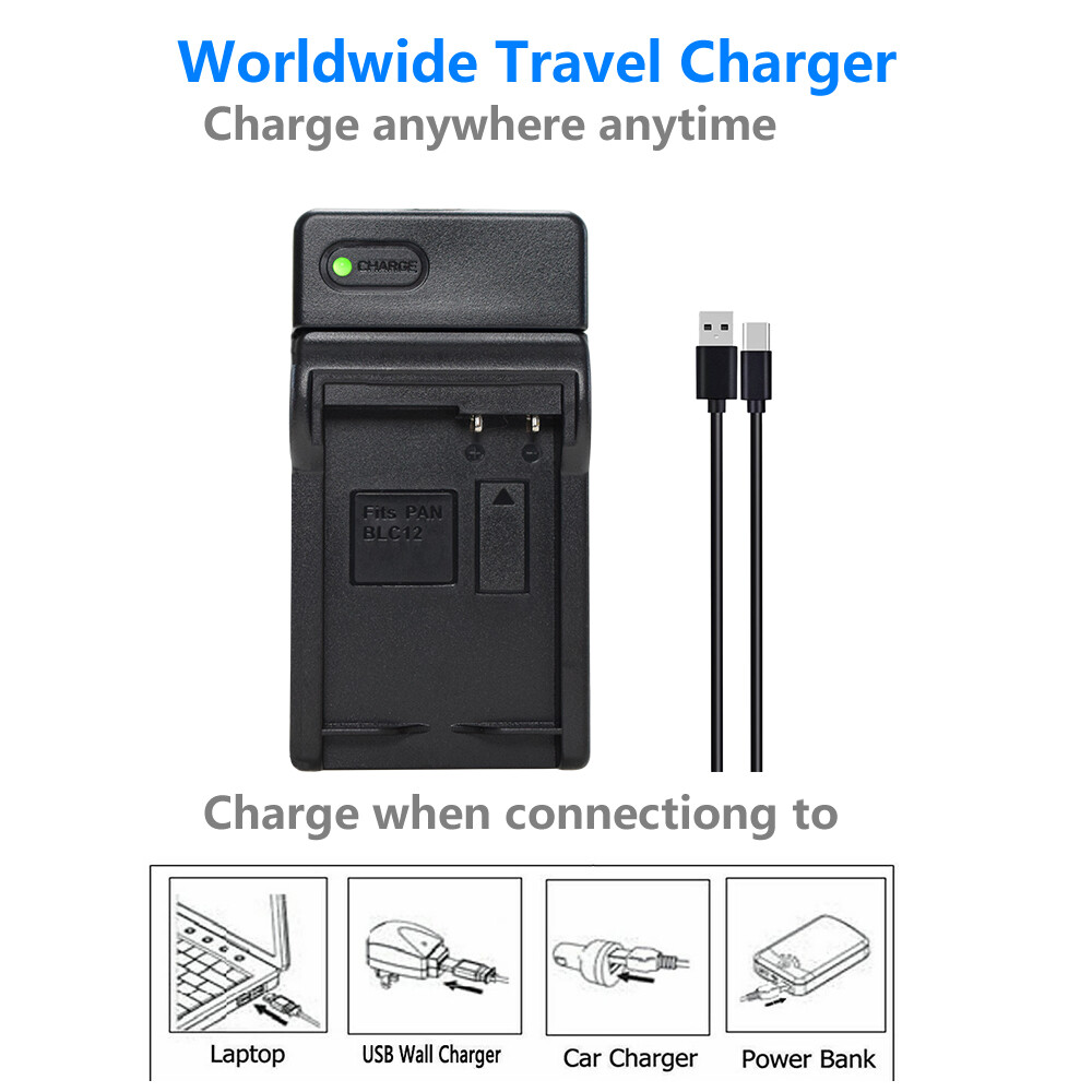 DMW-BLC12 Battery or LCD Charger for Panasonic Lumix DMC-GH2 DMC-FZ1000 DMC- G5