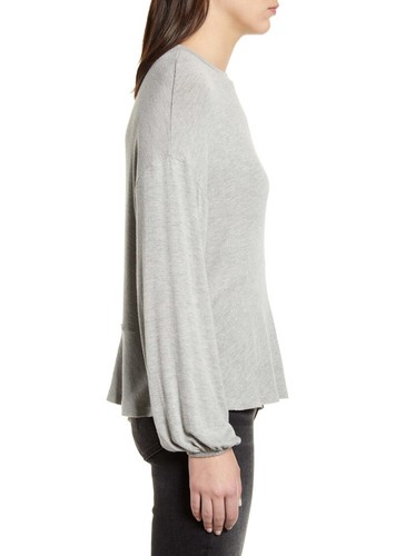 Chelsea28 Asymmetrical Ruffle Hem Top Size XS Gray Pullover Sweater Knit Blouse - Picture 2 of 11