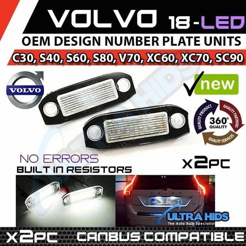 2x VOLVO C30 S40 S60 LED License Number Plate Light Unit Upgrade White