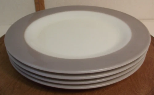 Vintage 1950s Pyrex Dove Gray Milk Glass 10" Dinner Plates Set of 4