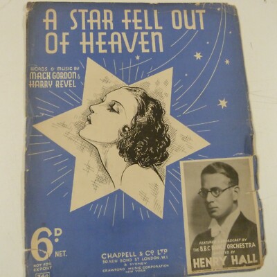 Liederblatt A STAR FIEL OUT OF HEAVEN Henry Hall , 1936