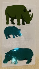 Vintage 1980’s Hambly Foil Shiny Rhinoceroses Stickers