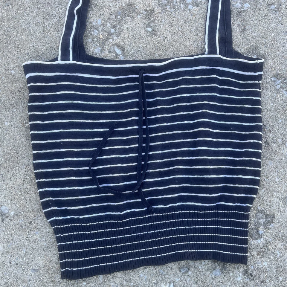 Valentino Boutique Vintage Knit Sweater Top Size M Black White 1970s 70s - Image 2 of 4