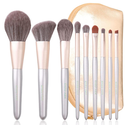 Natural Hair Makeup Brushes Set Professional, Grey Squirrel Hair Makeup Brush Se