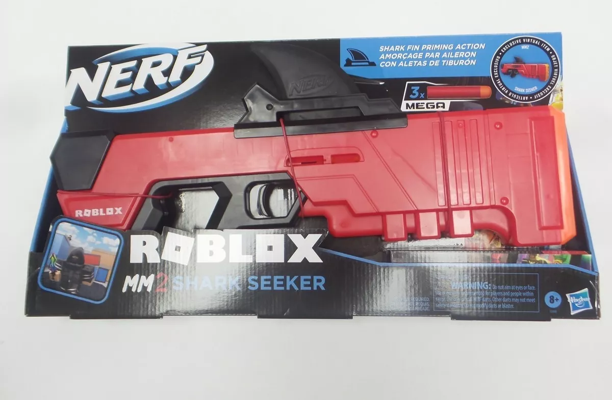 Nerf Roblox MM2 Shark Seeker Dart Blaster Shark Fin Action 3 Mega Darts