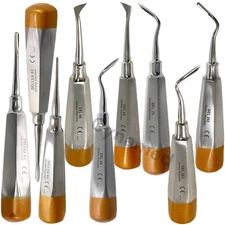 9 NEW Premium Dental Elevators Extraction Dental Instruments W/ GOLD HANDLE
