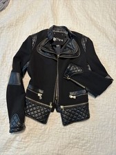 Fillmore Double Zip Detach Bottom Moto Jacket Blazer Sz Xs Black/gold
