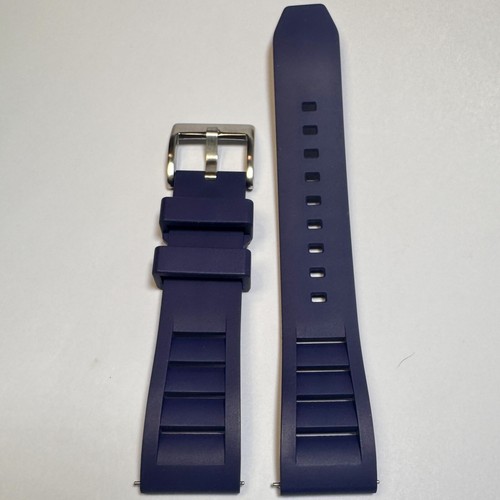 22mm  BLUE Vented Caoutchouc  FKM Rubber Quick Release Watch Strap Band - Picture 8 of 11
