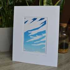 Wondering thoughts - limited edt mounted signed skyscape Linocut / lino print