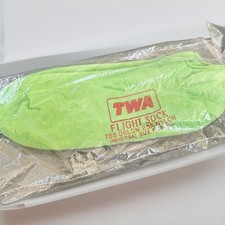 VTG TWA Airlines Flight Socks 75 Orlon Acrylic 80s 90s NOS 9-11 USA neon