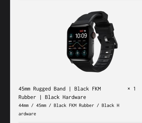 NOMAD Rugged Apple Watch Band 44/45mm KFM Black Rubber Great Condition - Zdjęcie 4 z 4