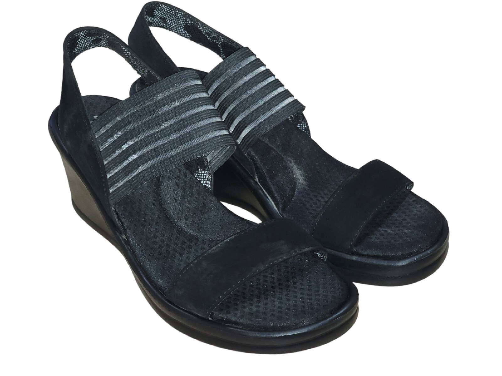 Skechers Cali Rumblers-Sci Fi Women's Black Slingback Wedge