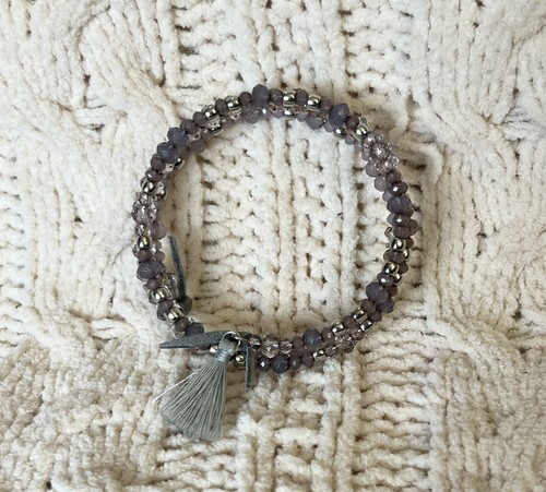 Lila & Grau Perlenspule Spirale Wickelarmband wunderschöner Spaß Einheitsgröße - Bild 12 von 16