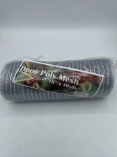 10 inch x 10 yards 30 feet Deco Poly Mesh Ribbon  Silver with Silver Foil