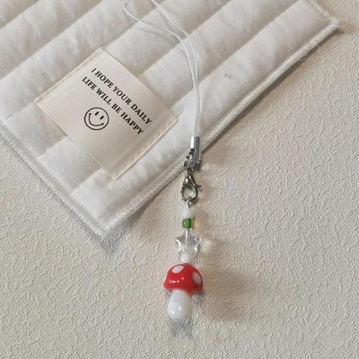 Sweet Fresh Bow Heart Pendant Phone Chain Cute Cat Mushroom Fish Beaded Keychain