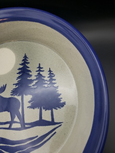 Ceramic Pie Pan/Dish Moose With Full Moon 10" - Picture 6 of 12