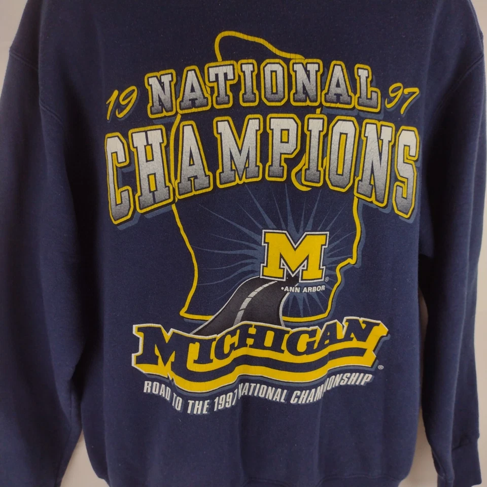 Vintage 1997 Michigan Football National Championship Jumper Mens Large Sweat - Изображение 2 из 4