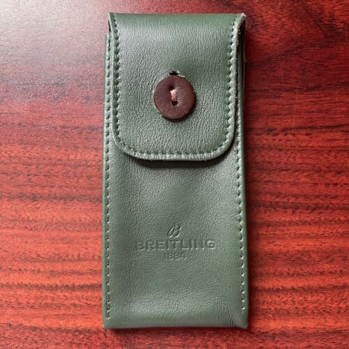Bolsa de reloj de viaje y almacenamiento de cuero Breitling verde con inserto - Imagen 3 de 3